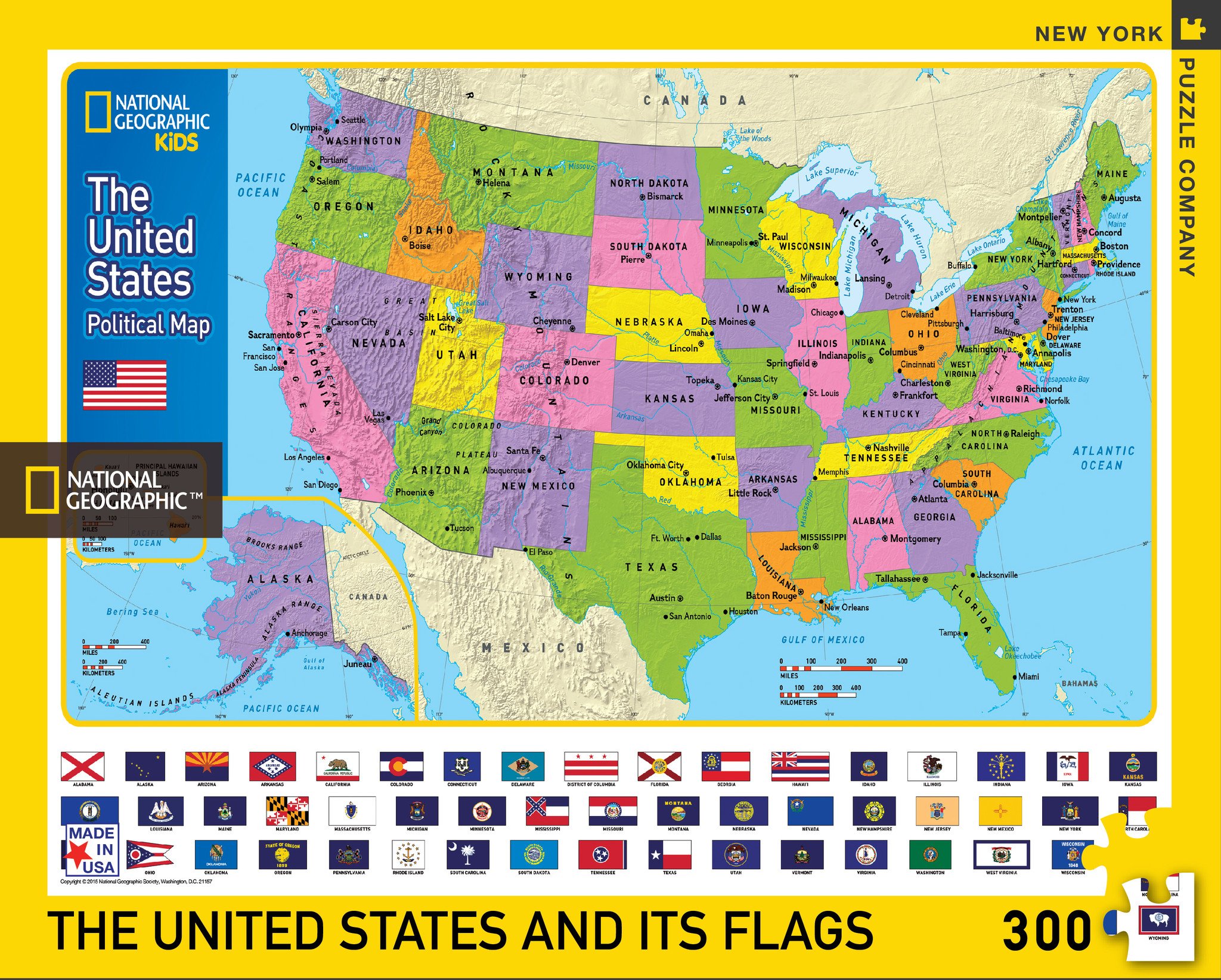 United States Map With State Flag/Capitals Border Frame Jigsaw Puzzle LRS L1 
